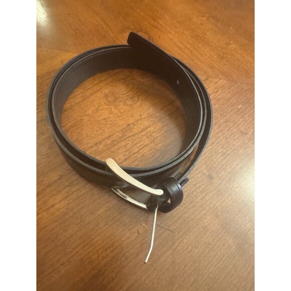 Class Lopez Belt Black Mens Sz 46 Leather Silver Buckle 1 3/8" - Picture 3 of 10